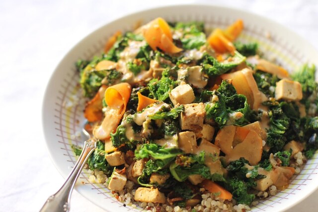 Snabblunch med grönkål & tofu
