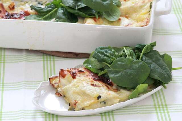 Spenat- och getostlasagne med citron