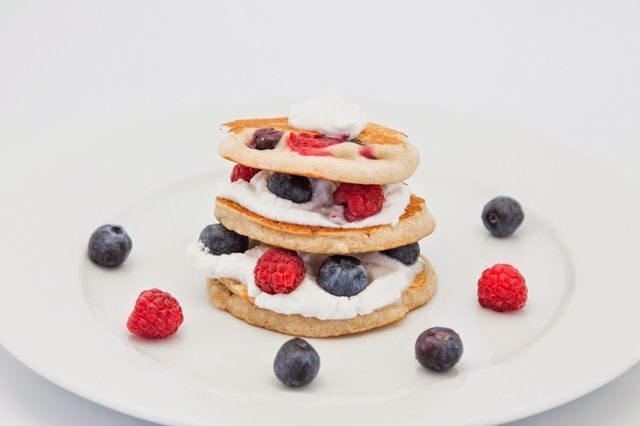Berry Pancakes with Coconut Cream, Gluten-Free and Vegan