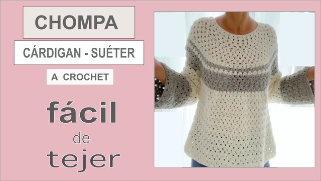 CHOMPA/CARDIGAN/SUETER A CROCHET/SUPER FACIL DE TEJER ( EASY CROCHETS)