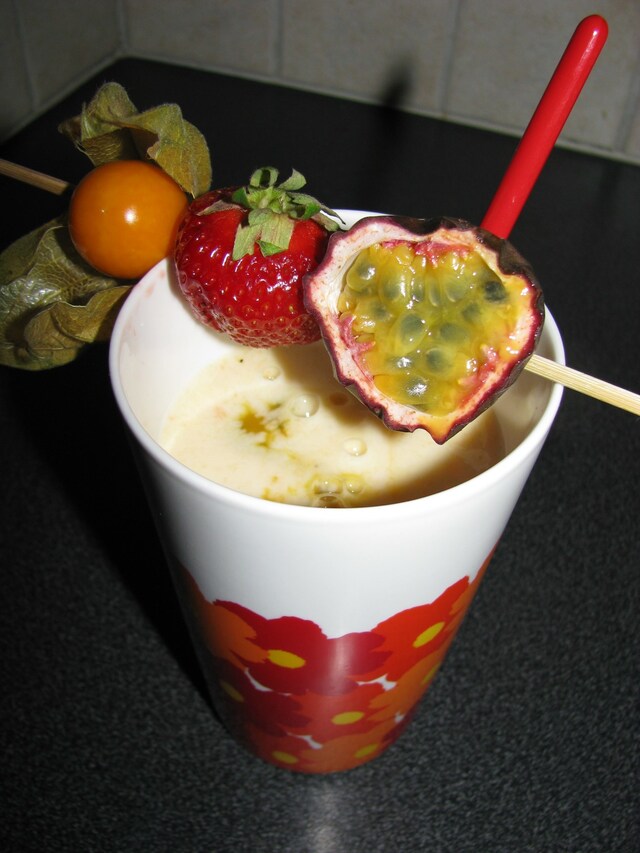 Tropisk smoothie gjord på lite "mosig" frukt