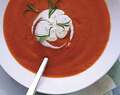 Chilled Tomato Soup with Tarragon Crème Fraîche