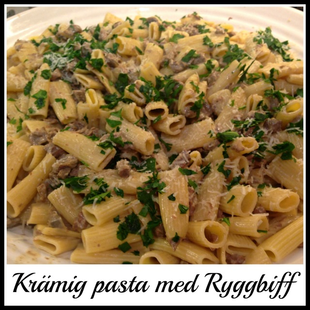 Krämig pasta med ryggbiff