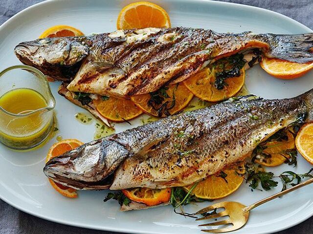 Grilled Whole Mediterranean Fish with Aged Sherry-Vinegar-Tarragon Vinaigrette | Recipe | Mediterranean fish recipe, Whole fish recipes, Fresh fish recipes