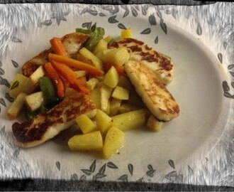 Grillade grönsaker med halloumi